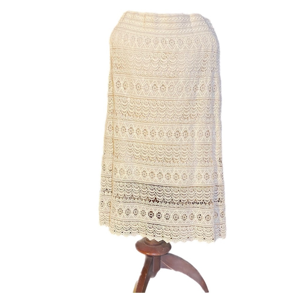 Maurices Crochet Lace Skirt Pull-on Straight 100% Cotton w/ Poly Lining Women 16